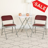 Flash Furniture 2-AW-MC309AF-BG-GG 2 Pk. HERCULES Series Curved Triple Braced & Double Hinged Burgundy Patterned Fabric Metal Folding Chair